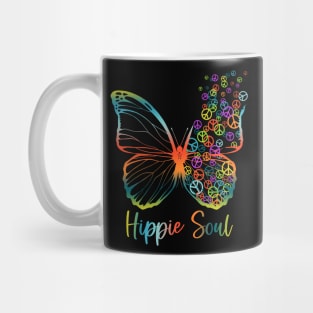 Pretty Hippie Soul Butterfly with Peace Signs Mug